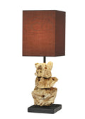 Lampe de table bois flotté et lin marron Julya