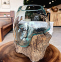 Vase en verre soufflé sur racine Ø10