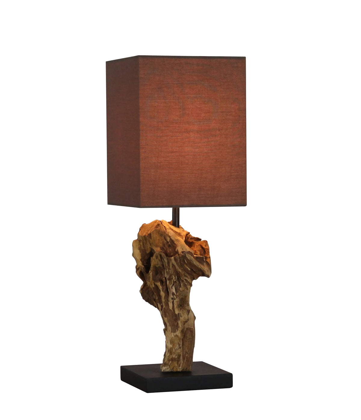 Lampe de table bois flotté et lin marron Tanya