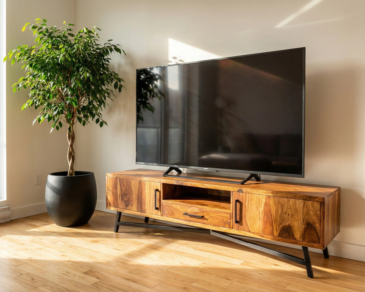 Meuble TV Loft – Sheesham massif brun