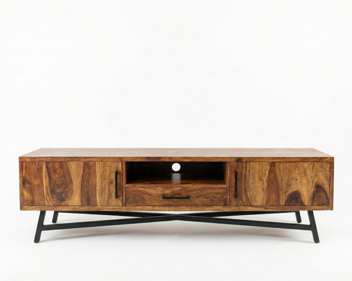 Meuble TV Loft – Sheesham massif brun