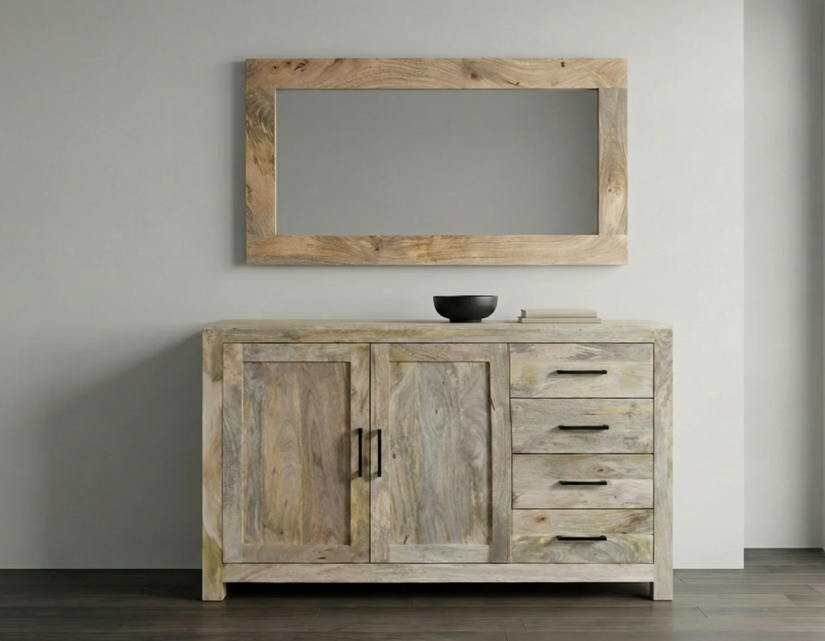 Miroir Kerala 55×28" – Manguier massif naturel