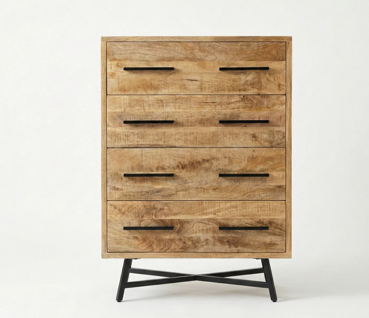 Commode haute Retro – Manguier massif naturel texturé