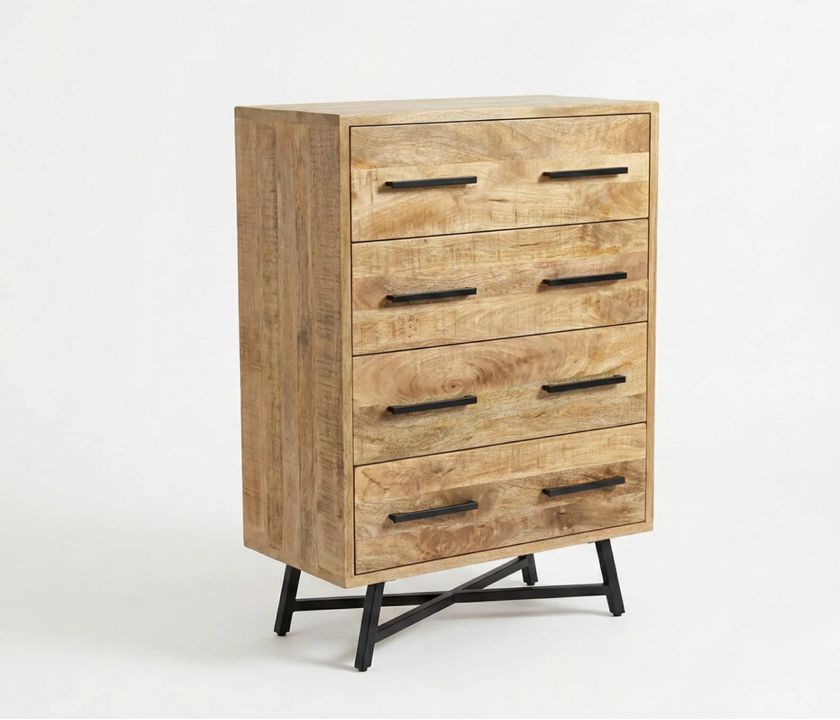 Commode haute Retro – Manguier massif naturel texturé