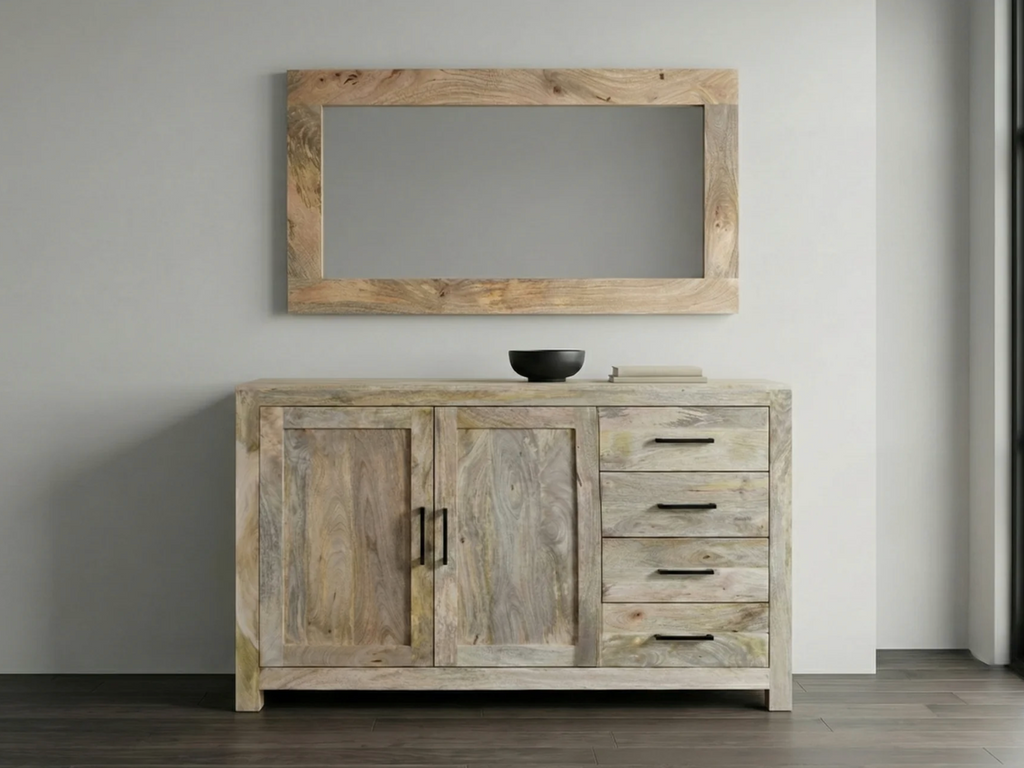 Miroir Kerala 55×28" – Manguier massif naturel