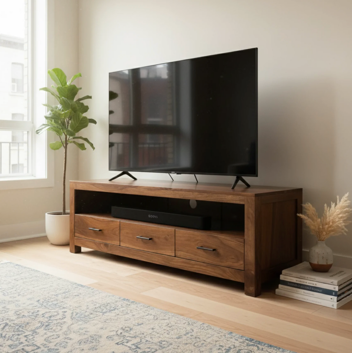 Meuble TV Enzo – sheesham massif brun