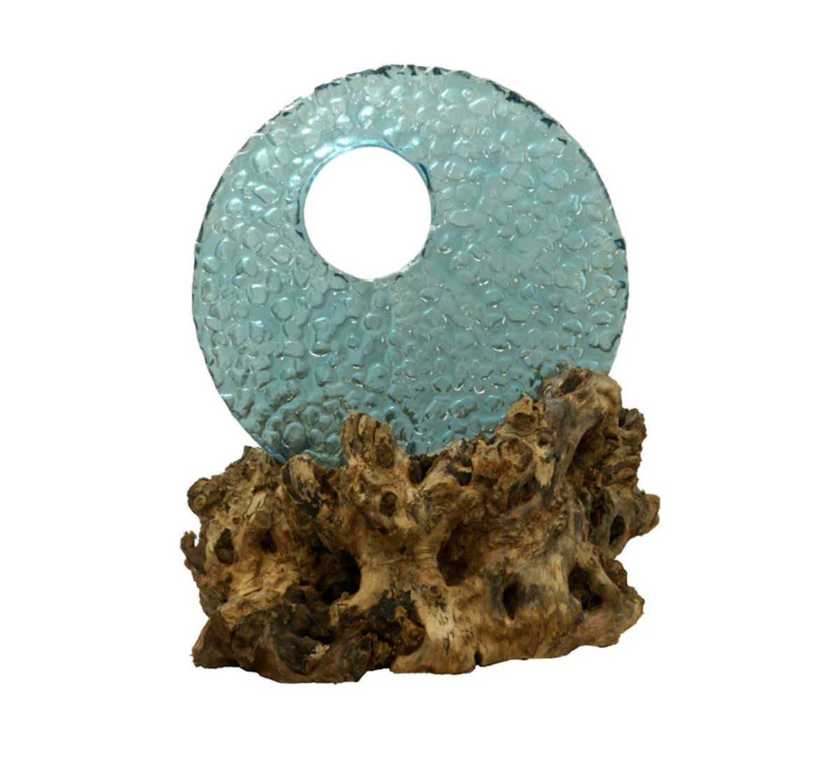 Décoration en bois et verre soufflé 12"