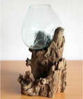 Vase en bois et verre soufflé 20"