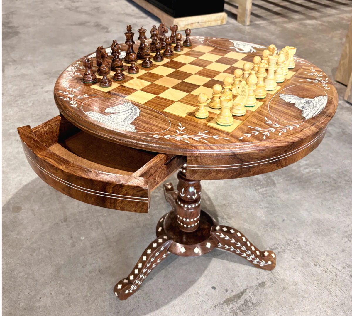 Table de Jeu d'échecs de luxe ronde