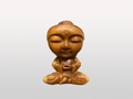 Bouddha assis grosse tête bois de Suar