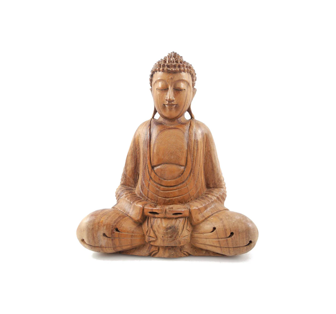 Bouddha assis en bois Suar