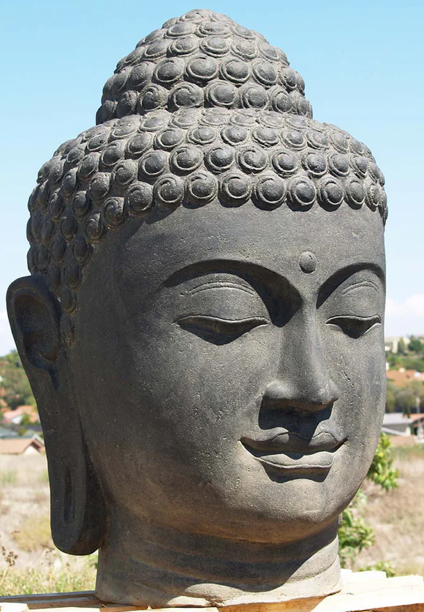 Tête de Bouddha en fibre de verre