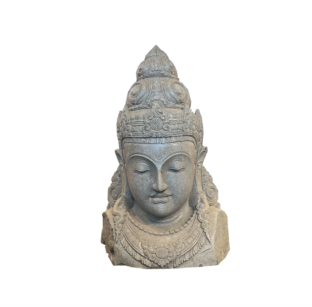 Tête de Dewi Tara en grey Stone (Bali)