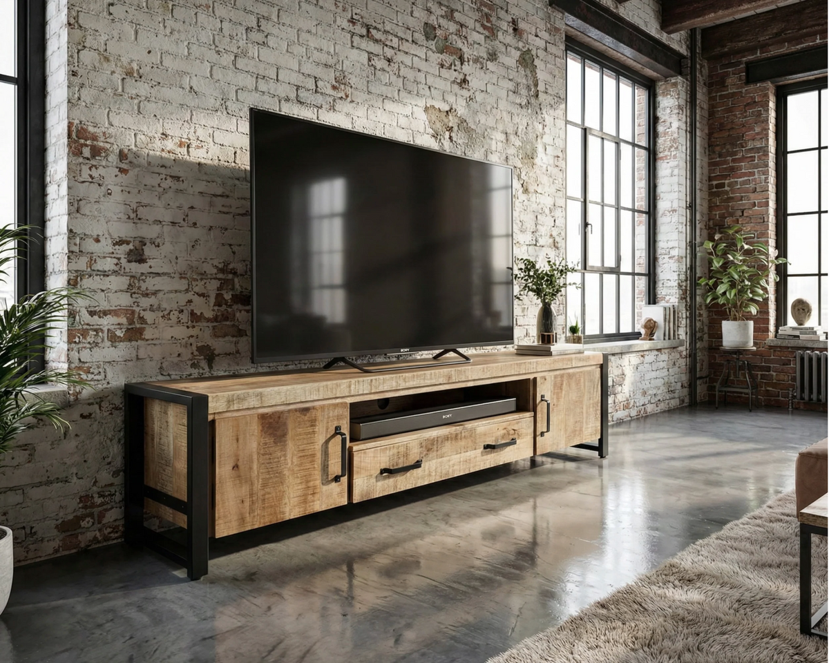 Meuble TV Factory – manguier massif texturé